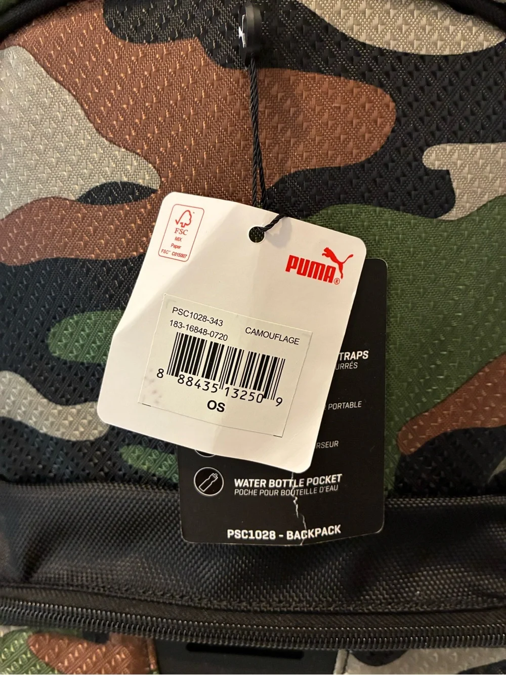 Puma Camo Backpack in Green, Brown, Black